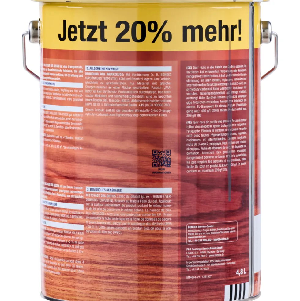 BONDEX Holzlasur für Aussen dunkelgrau 4,8 Liter