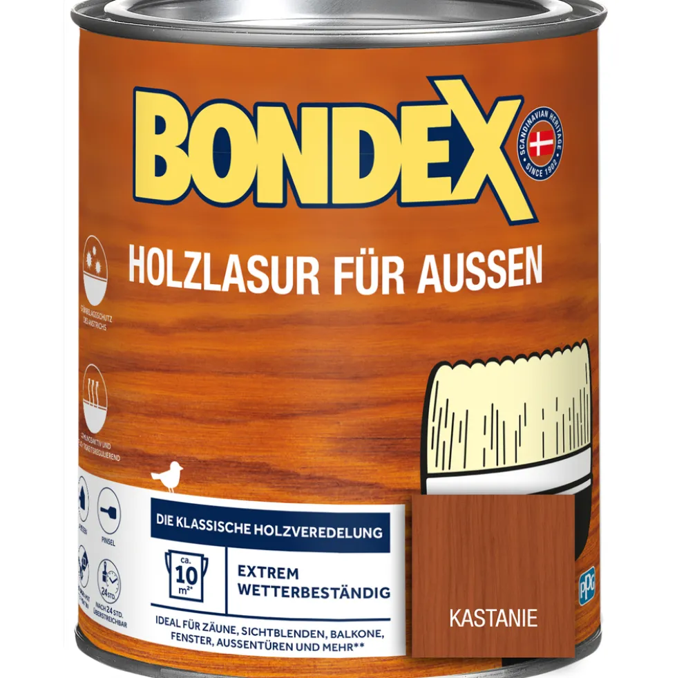 BONDEX Holzlasur für Aussen Kastanie 750 ml