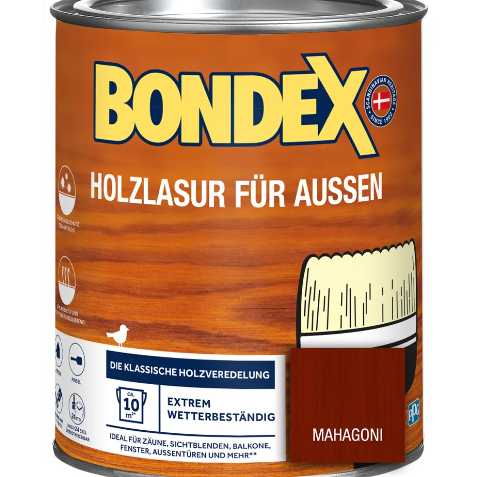 BONDEX Holzlasur für Aussen Mahagoni 750 ml