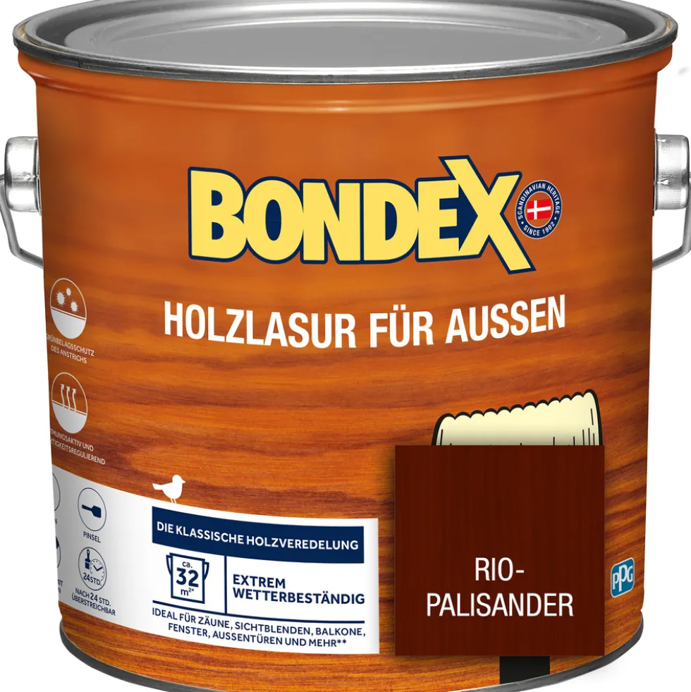 BONDEX Holzlasur für Aussen Rio Palisander 2,5 Liter