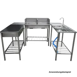 Campingküche Doppel-Grilltisch Country Life Edelstahl