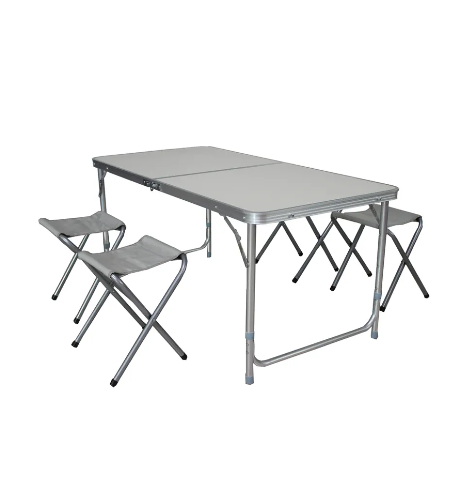 Camping Sitzgruppe hellgrau/silber