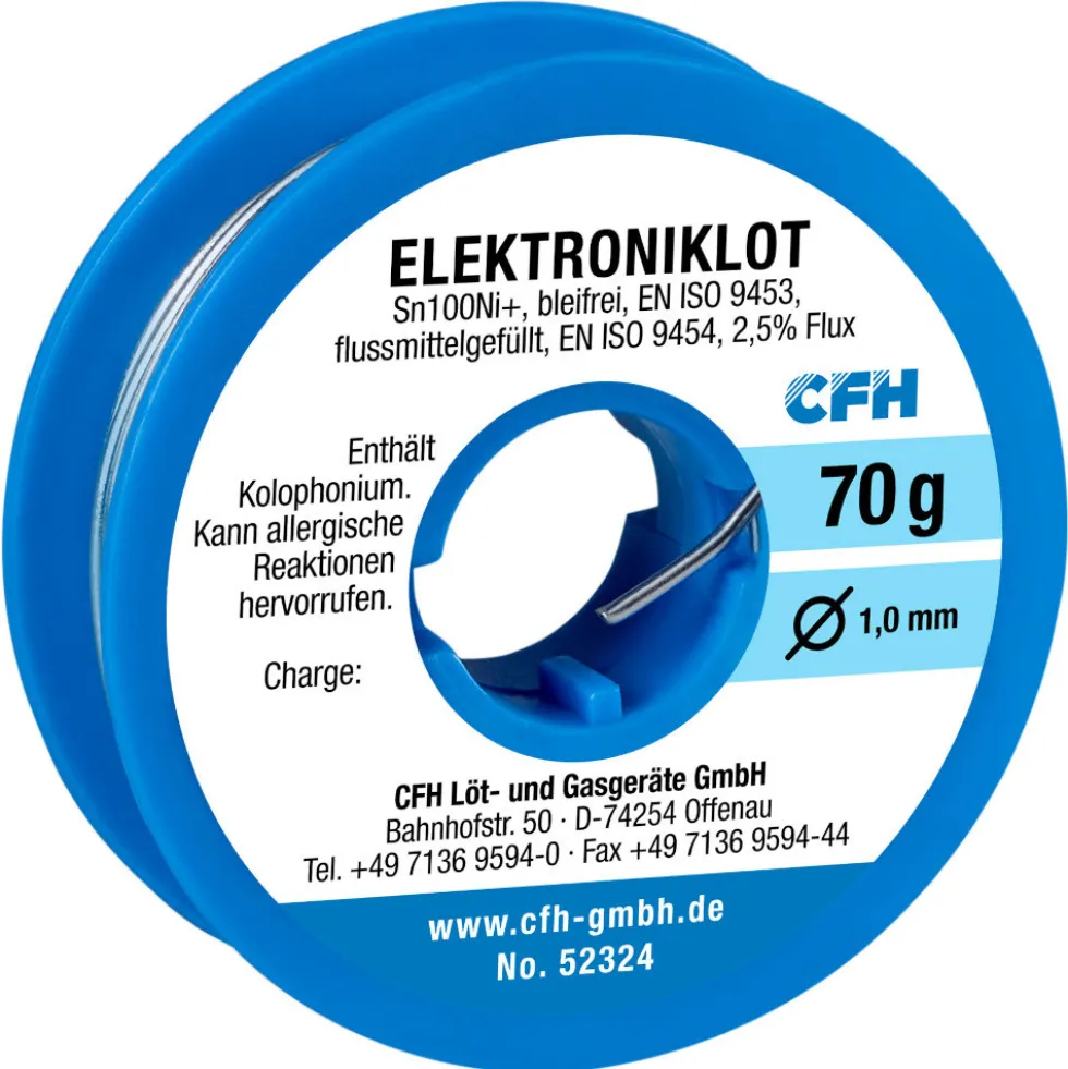 CFH Bleifreies Elektroniklot EL 324, flussmittelgefüllt Ø 1 mm, 70g