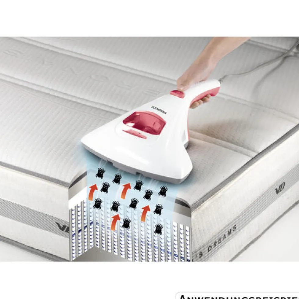 CLEANmaxx Milben-Handstaubsauger mit UV-C Licht, weiß rot