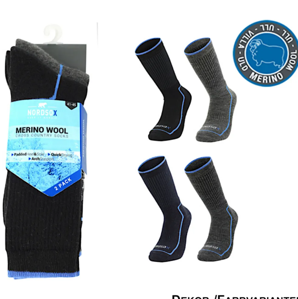 Damen und Herren Merino-Socken 2er Pack, sortiert