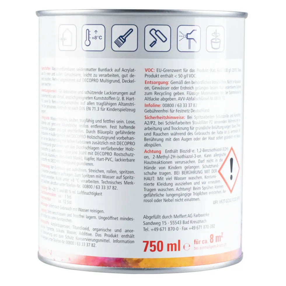 DECOPRO Acryl feuerrot Seidenmattlack 750 ml
