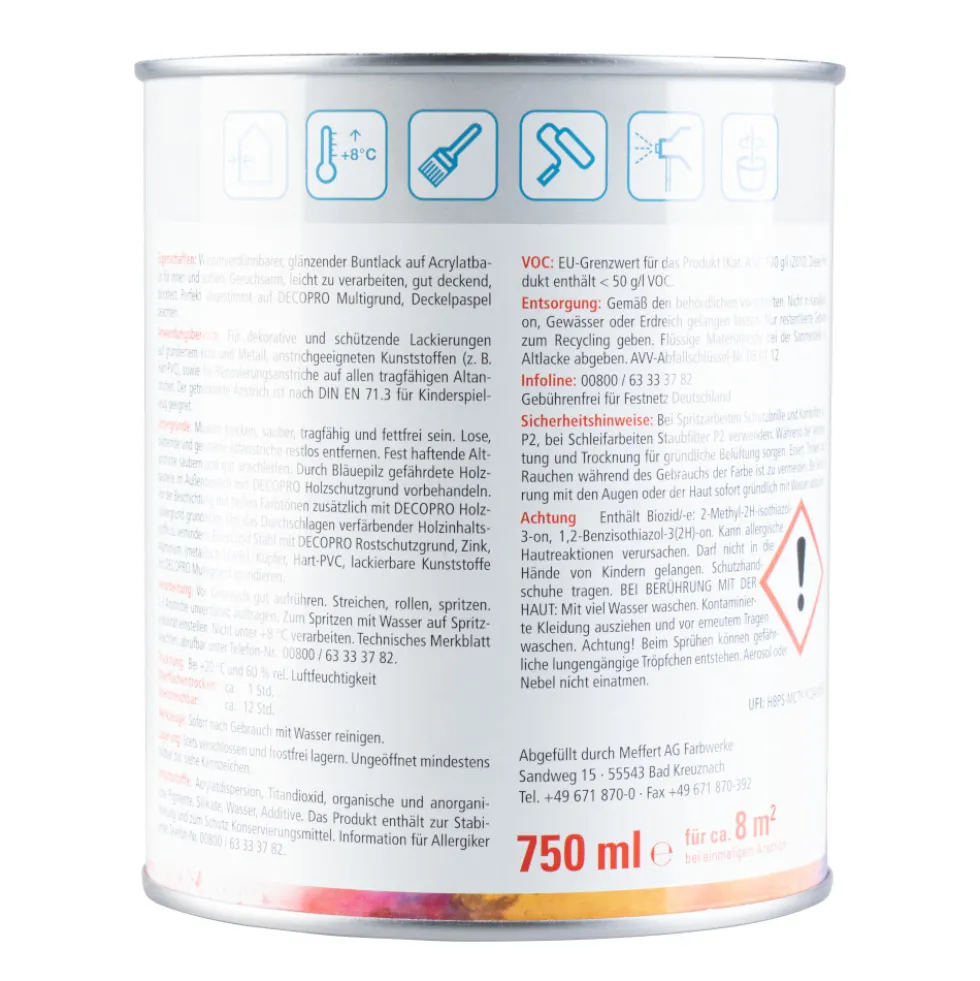 DECOPRO Acryl Glanzlack enzianblau RAL 5010 für innen und außen
