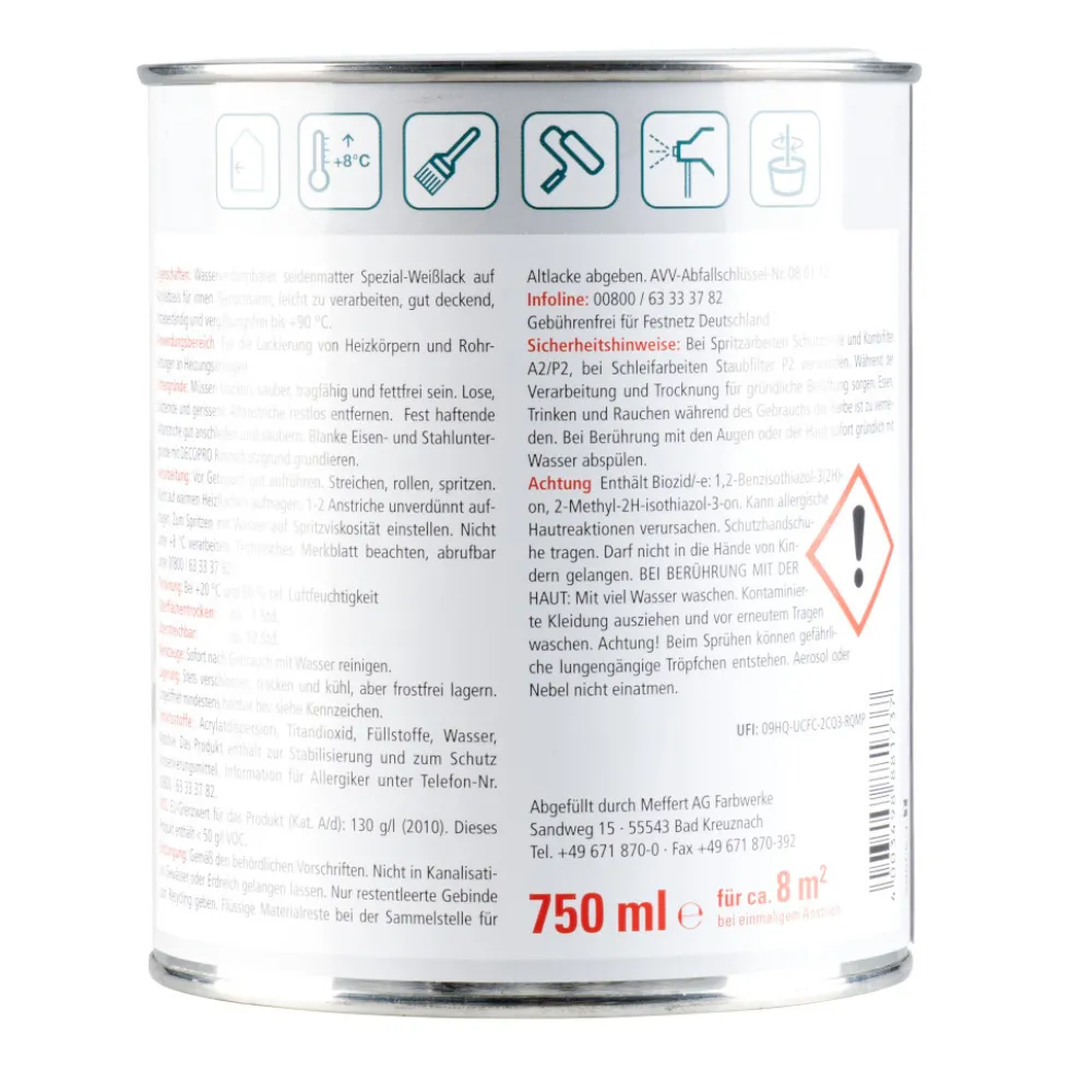 DECOPRO Acryl- Heizkörperlack weiß seidenmatt für den Innenbereich