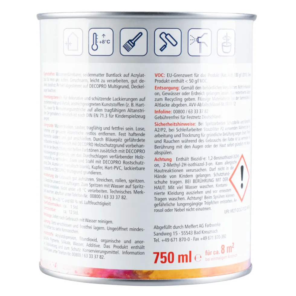 DECOPRO Acryl Seidenmattlack moosgrün RAL 6005 für innen und außen