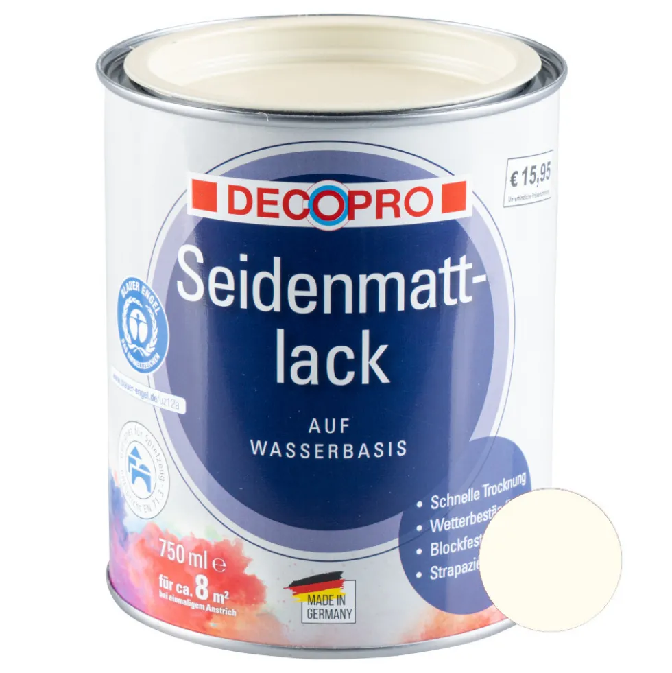 DECOPRO Acryl Seidenmattlack 750 ml cremeweiß