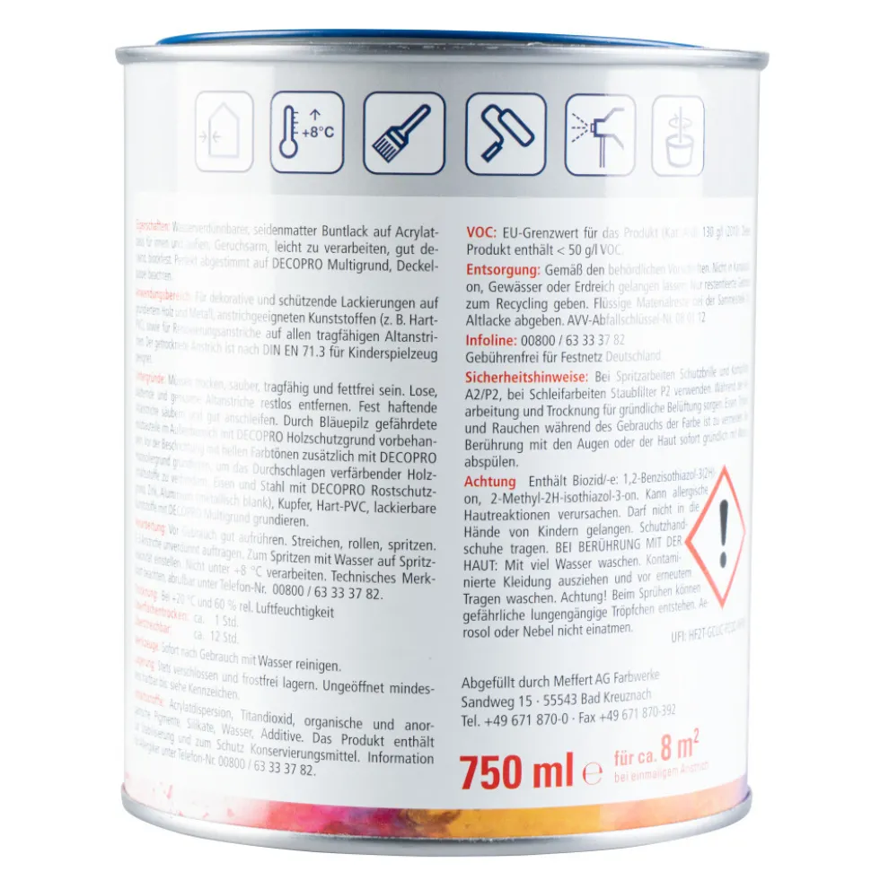 DECOPRO Acryl Seidenmattlack enzianblau RAL 5010 für innen und außen