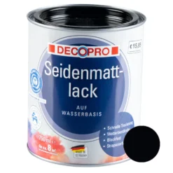 DECOPRO Acryl Seidenmattlack tiefschwarz RAL 9005 für innen und außen