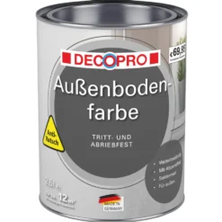 DECOPRO Außenbodenfarbe 2,5 Liter in Betongrau, seidenmatt