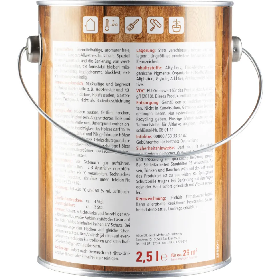 DECOPRO Dauerschutzlasur mahagoni seidenglänzend 2,5 Liter