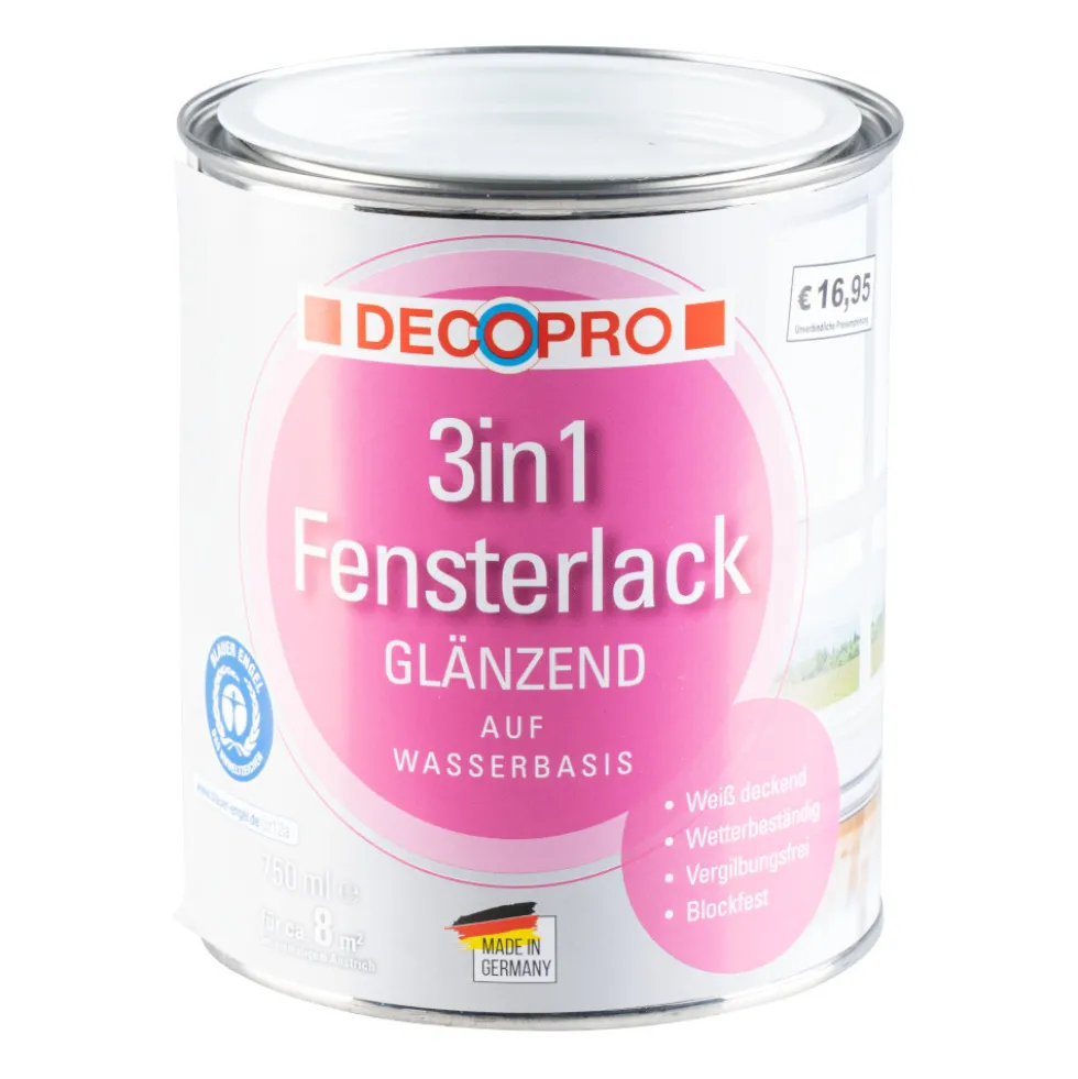 DECOPRO 3in1 Fensterlack weiß glänzend für innen und außen