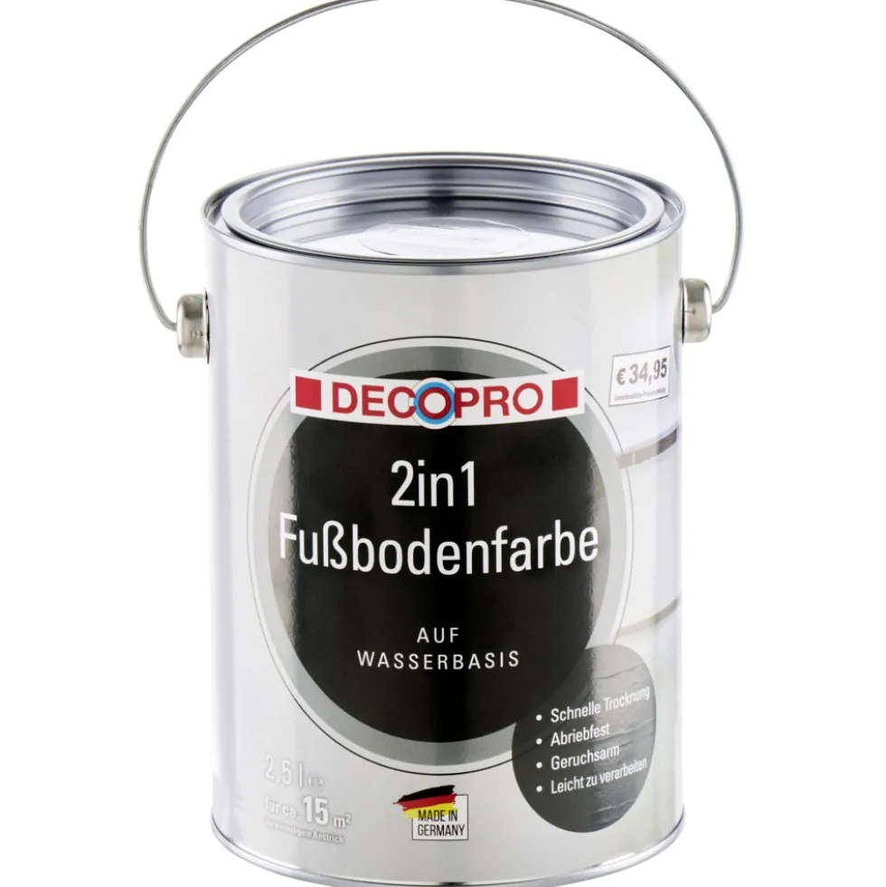 DECOPRO 2in1 Fußbodenfarbe 2,5 Liter in Silbergrau