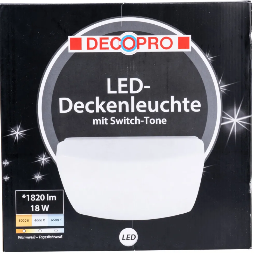 DECOPRO LED-Wand- und Deckenleuchte eckig mit Sternenhimmel 18 W