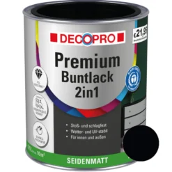 DECOPRO Premium 2in1 Buntlack 750 ml tiefenschwarz, seidenmatt