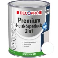 DECOPRO Premium 2in1 Heizkörperlack 750 ml in Weiß, seidenmatt