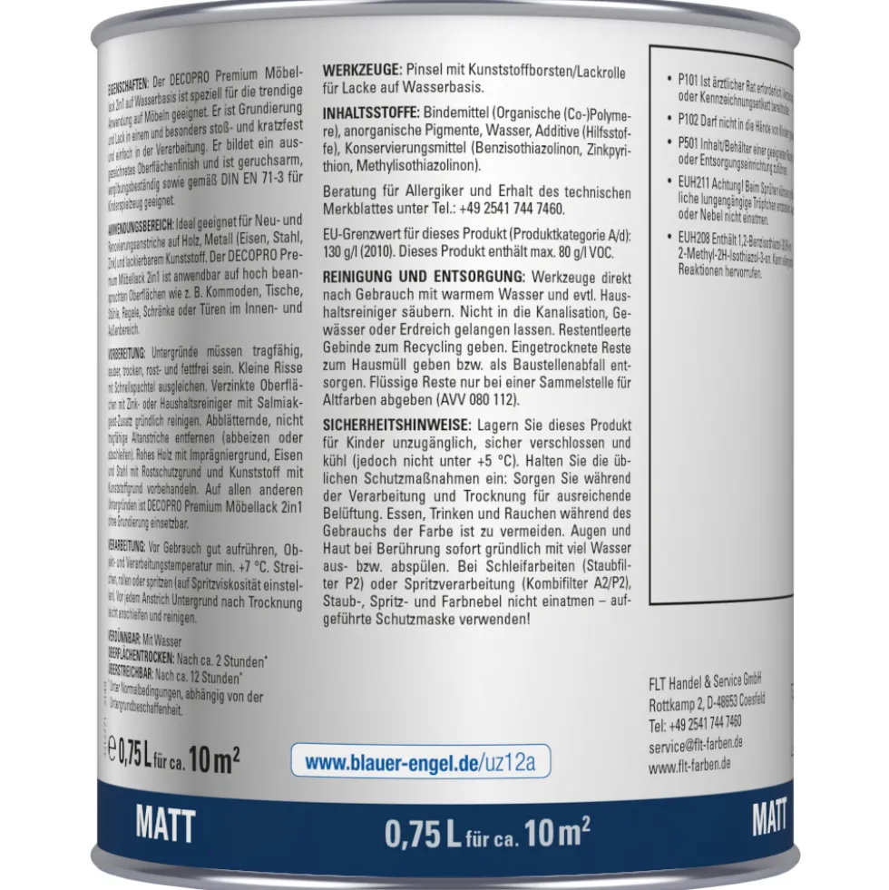 DECOPRO Premium 2in1 Möbellack 750 ml in Weiß, matt
