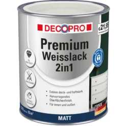 DECOPRO Premium 2in1 Weißlack 750 ml in Signalweiß, matt RAL 9003