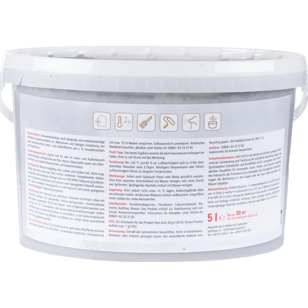 DECOPRO Sockelfarbe 5 Liter in steingrau