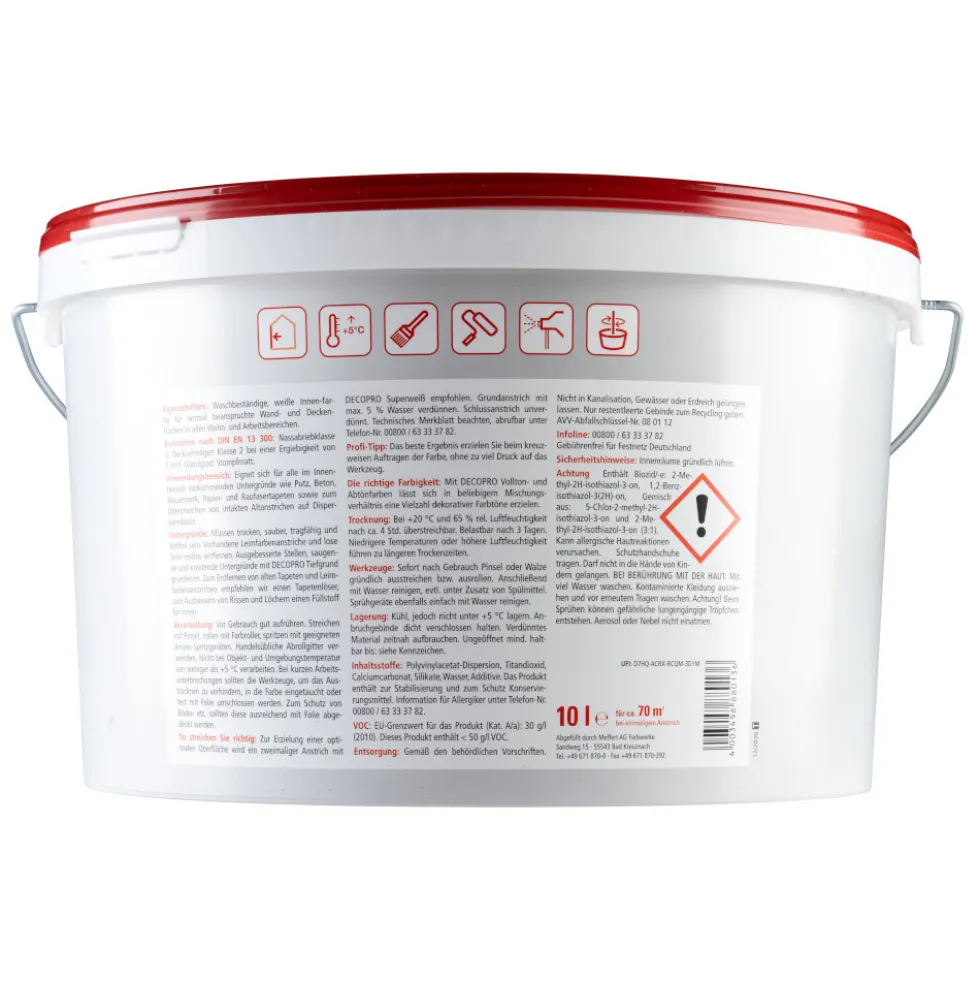 DECOPRO Superweiß 10 Liter matt hochdeckend