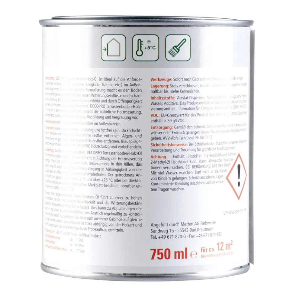 DECOPRO Terrassenboden-Holz-Öl 750 ml, naturbraun