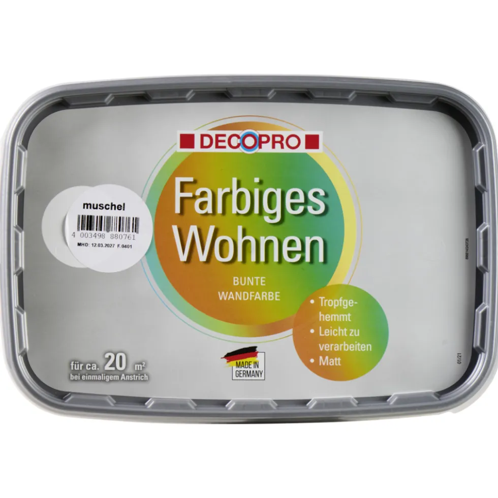 DECOPRO Wandfarbe 2,5 Liter Muschel matt