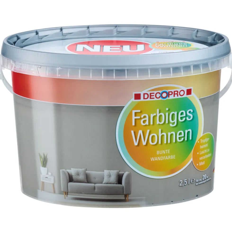 DECOPRO Wandfarbe 2,5 Liter nebel matt