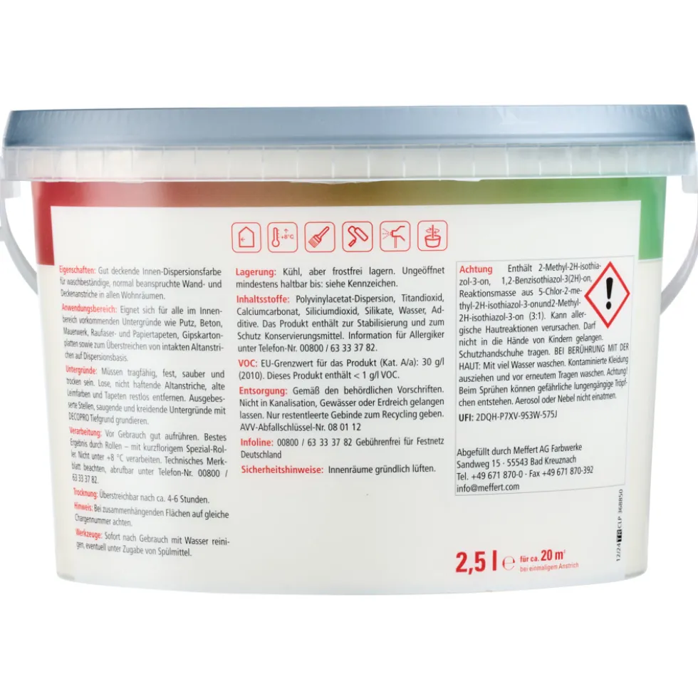 DECOPRO Wandfarbe 2,5 Liter vanille matt