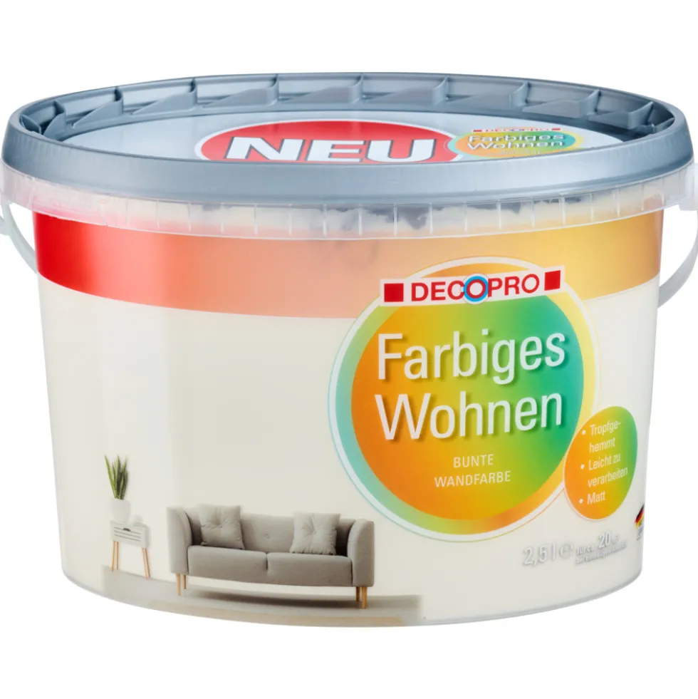DECOPRO Wandfarbe 2,5 Liter vanille matt