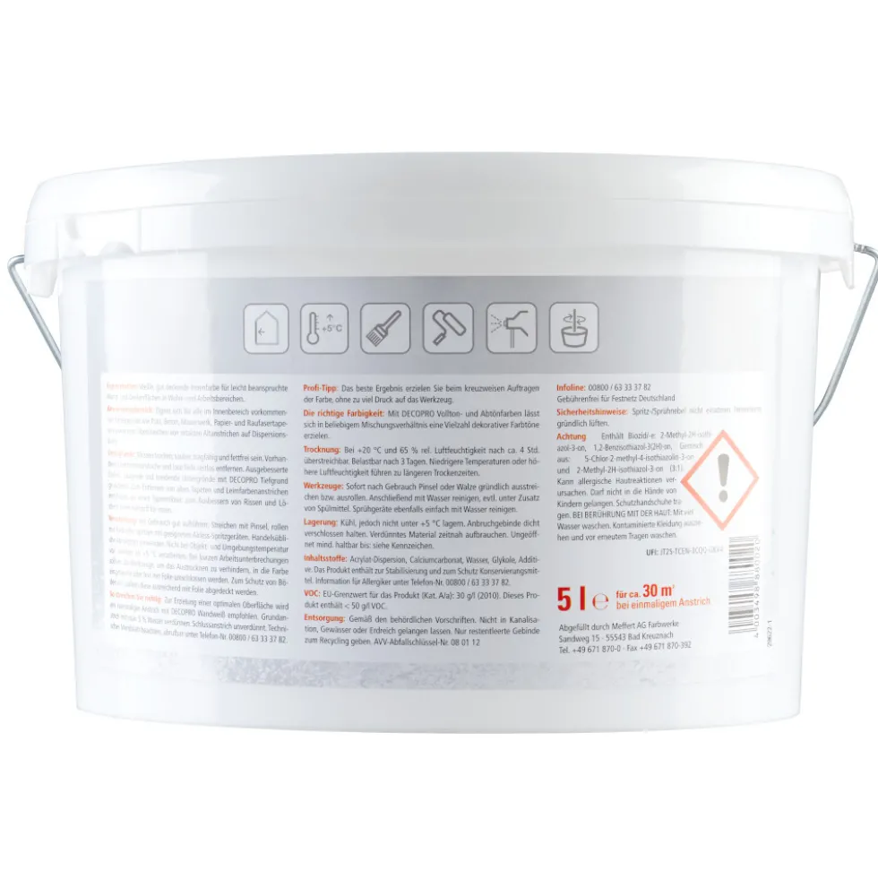 DECOPRO Wandweiß 5 Liter stumpfmatt