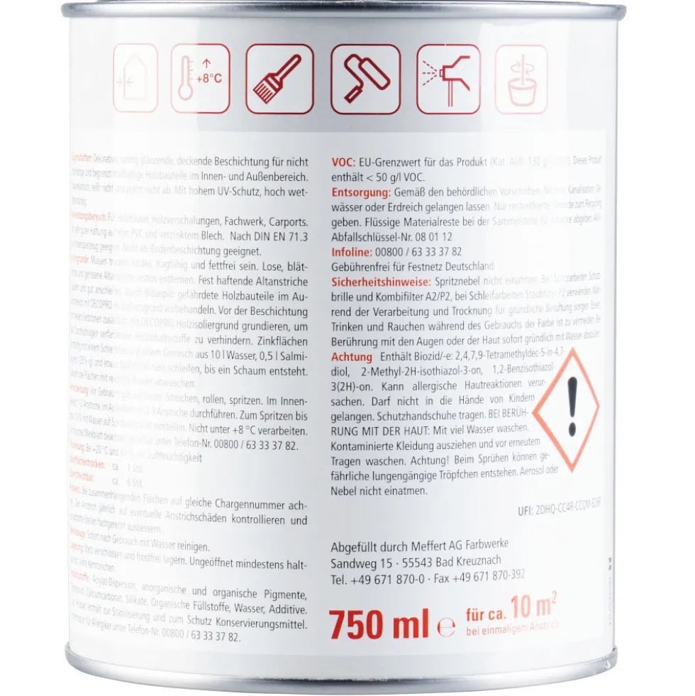 DECOPRO Wetterschutzfarbe moosgrün seidenglänzend 750 ml