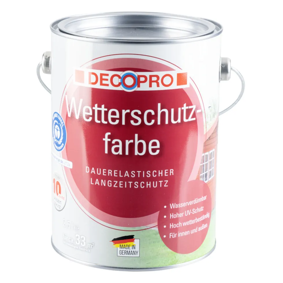 DECOPRO Wetterschutzfarbe weiß seidenglänzend 2,5 Liter