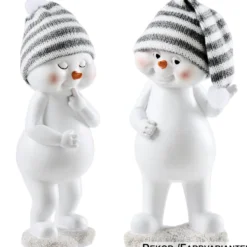 Dekofigur Schneemann 21 cm aus Polyresin mit Strickmütze