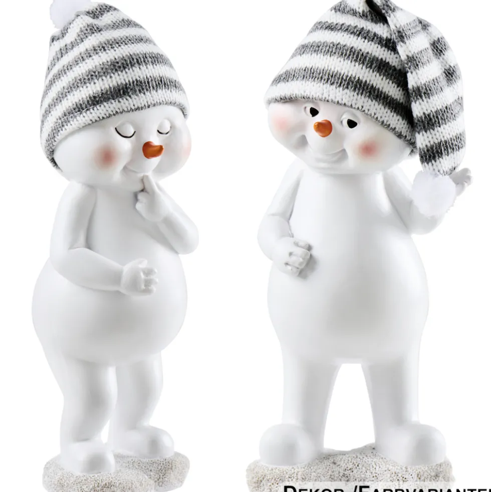 Dekofigur Schneemann 21 cm aus Polyresin mit Strickmütze