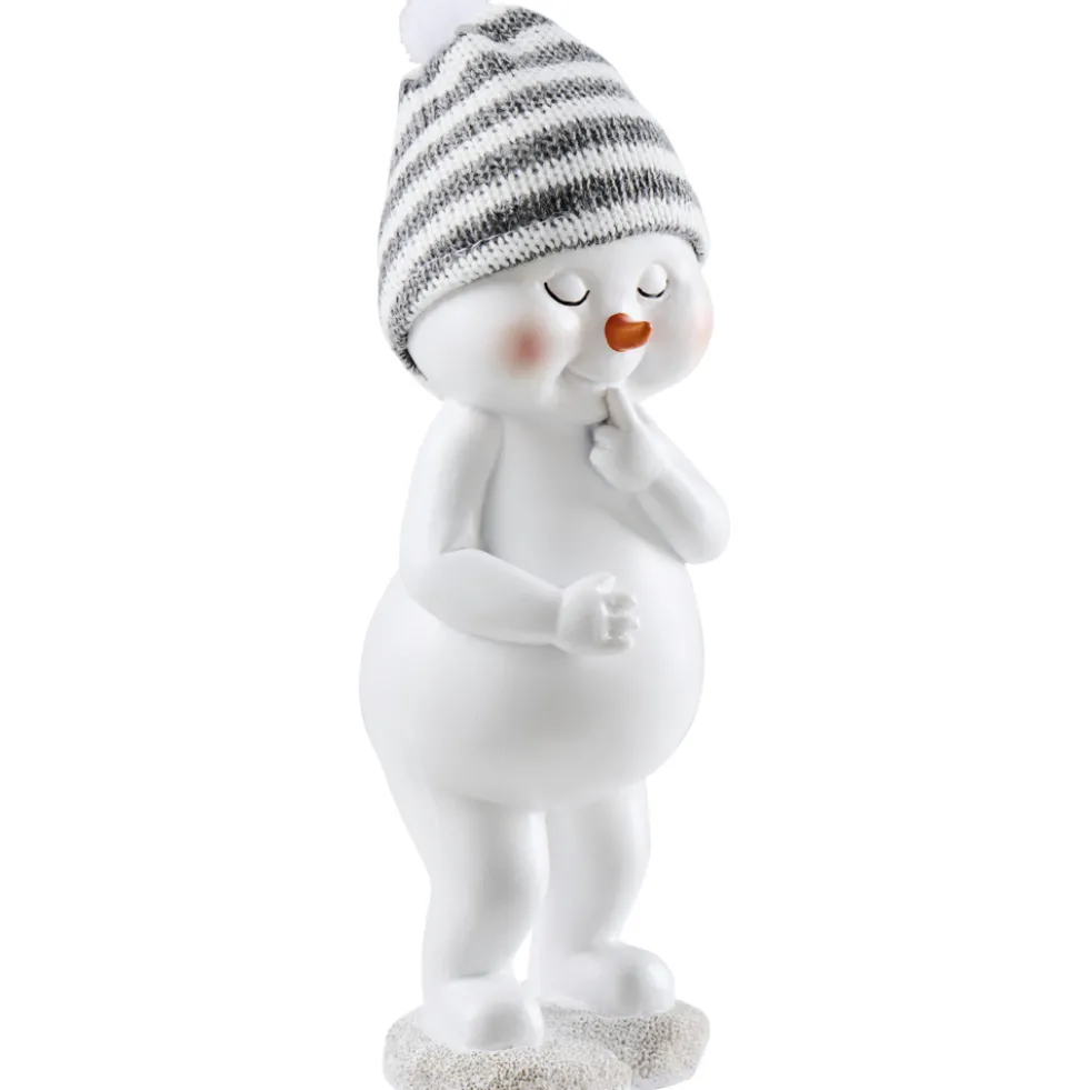 Dekofigur Schneemann 21 cm aus Polyresin mit Strickmütze