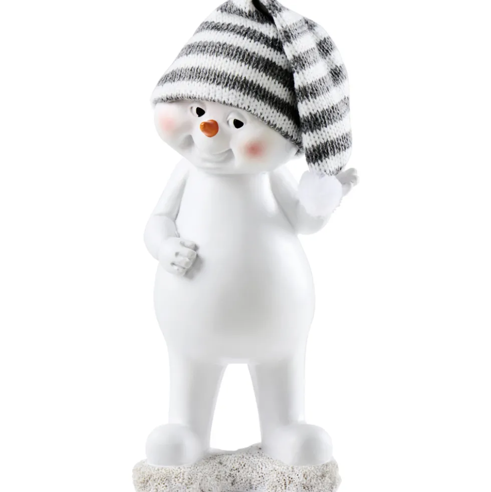 Dekofigur Schneemann 21 cm aus Polyresin mit Strickmütze