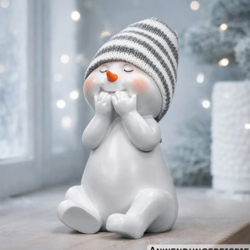 Dekofigur Schneemann mit Strickmütze ca. 13 cm Polyresin Designauswahl