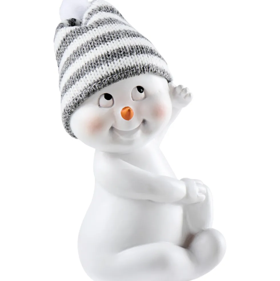 Dekofigur Schneemann mit Strickmütze ca. 13 cm Polyresin Designauswahl