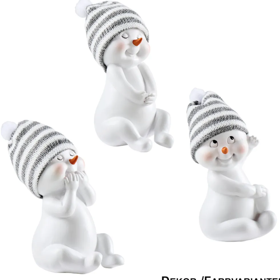Dekofigur Schneemann mit Strickmütze ca. 13 cm Polyresin Designauswahl