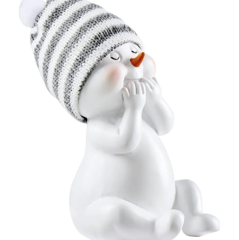 Dekofigur Schneemann mit Strickmütze ca. 13 cm Polyresin Designauswahl