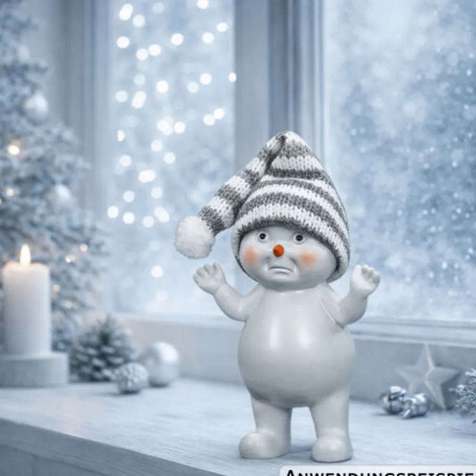 Dekofigur Schneemann mit Strickmütze Polyresin Designauswahl