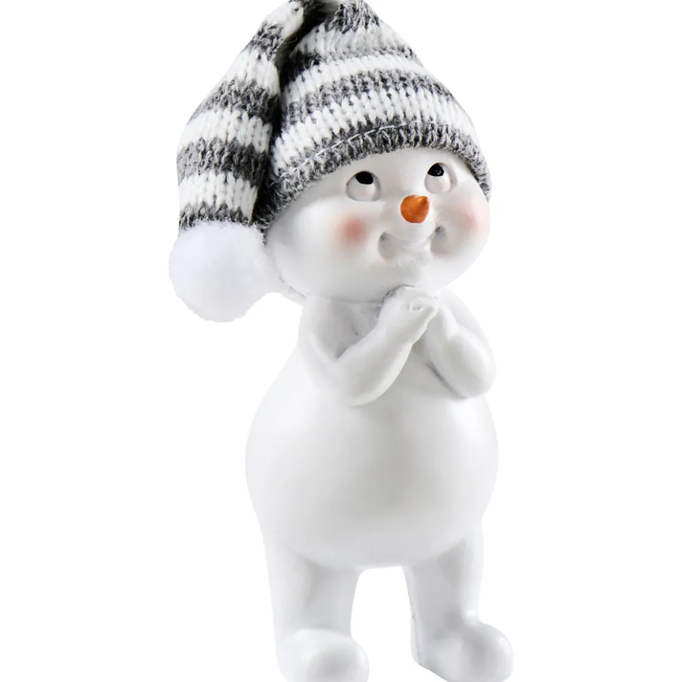 Dekofigur Schneemann mit Strickmütze Polyresin Designauswahl