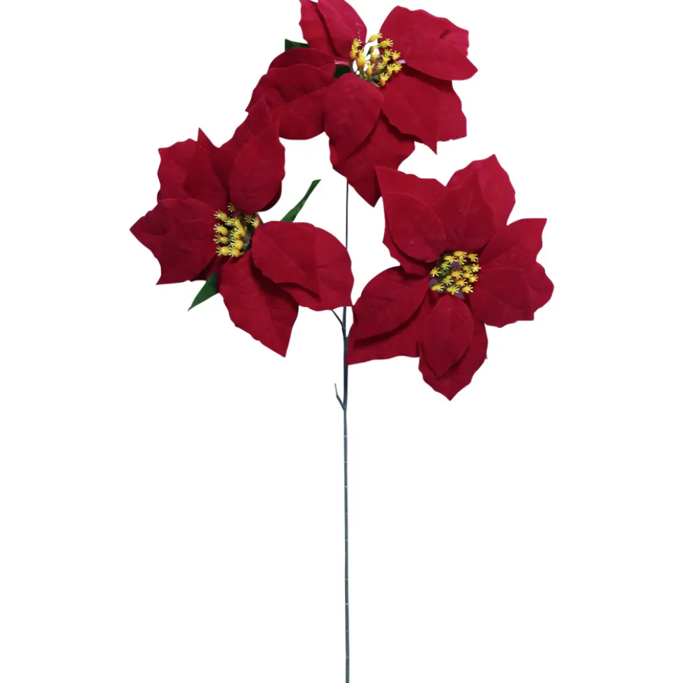 Deko-Weihnachtsstern mit 3 Blüten 57 cm - sortiert