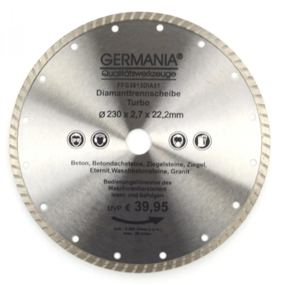 Diamanttrennscheibe 230x2,7x22,2mm Turbo Granit Beton Stein Trennscheibe
