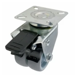 Doppel Lenkrolle Ø50mm mit Bremse Tragkraft 70kg grau Vollgummi Transportrolle