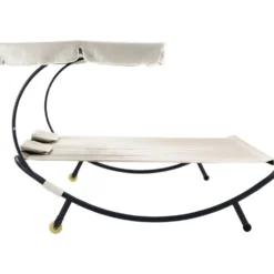 Doppel-Sonnenliege mit Dach beige