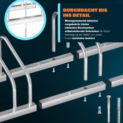 Dreifach-Fahrradständer Boden- und Wandmontage, Metall